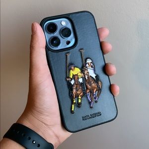 Iphone 13 pro polo santa barabara genuine case real leather